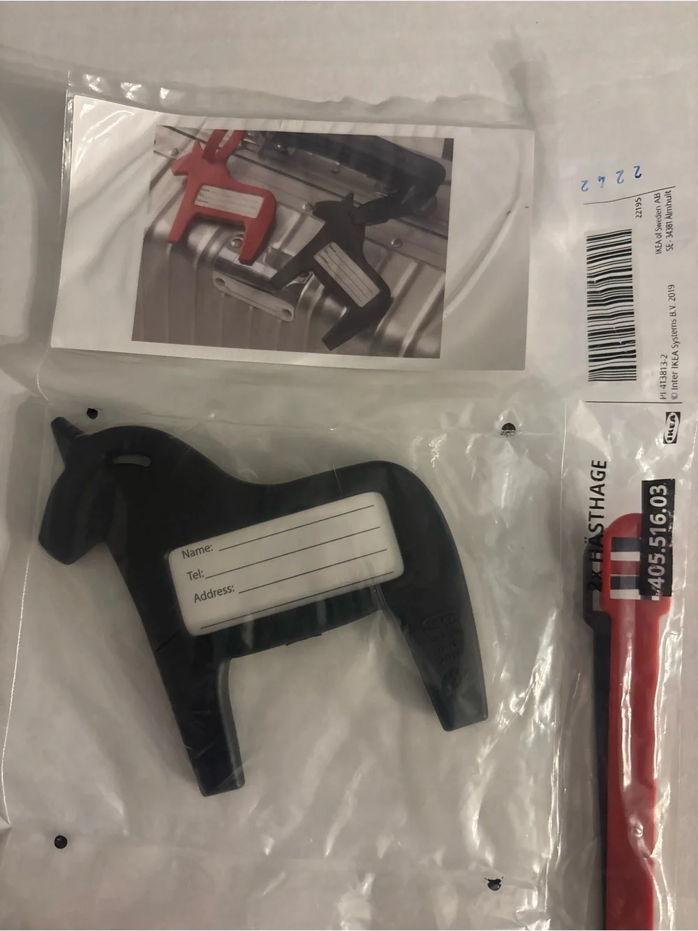 Plastic Horse-Shaped Luggage ID Tags - Red and Black (Set of 2)